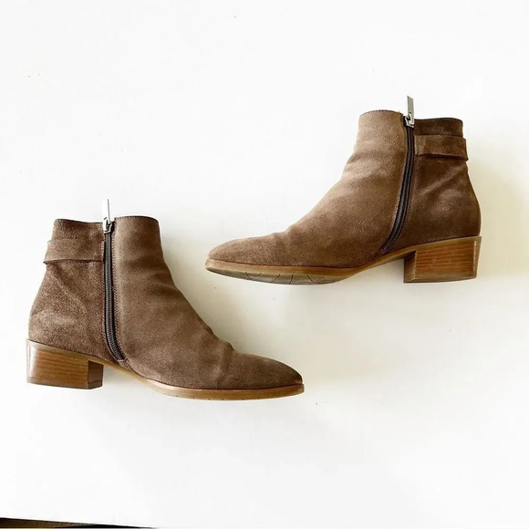 Aquatalia Faria Taupe Suede Ankle Bootie Women’s Size 8.5 Italy‎ Weatherproof - Picture 13 of 14